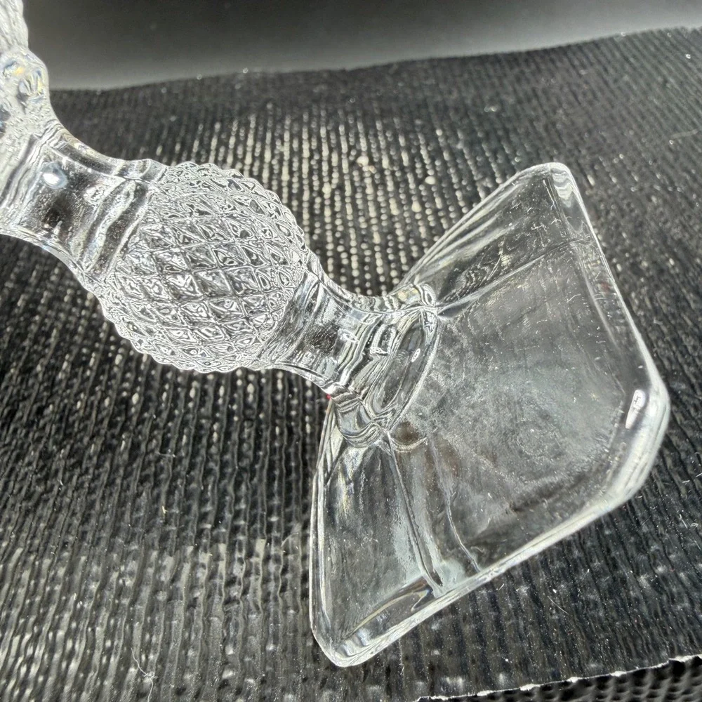 Cambridge‎ MOUNT VERNON Clear Glass Diamond Point Goblets Square Base Set 2 Cups